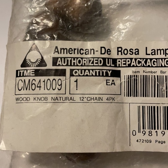 Wood knob natural 12 inch chain four pack - Picture 3 of 4